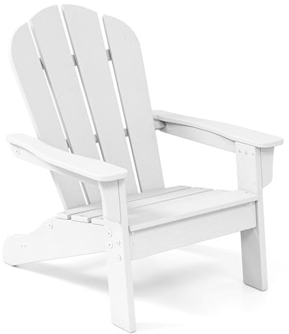 GOPLUS Adirondack Stuhl für Kinder, Adirondack Chair wetterfest aus HDPE mit ergonomischer Rückenlehne & Breiten Armlehnen, bis 75kg belastbar, Kinderstuhl Outdoor Garten Kinderzimmer (Weiß)