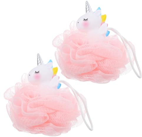Mipcase 2 Esponjas de Baño de Unicornio Exfoliante Cuerpo, Duraderas y Resistentes, Material PP y PE, Ideales Hora del Baño de Niños y Adultos