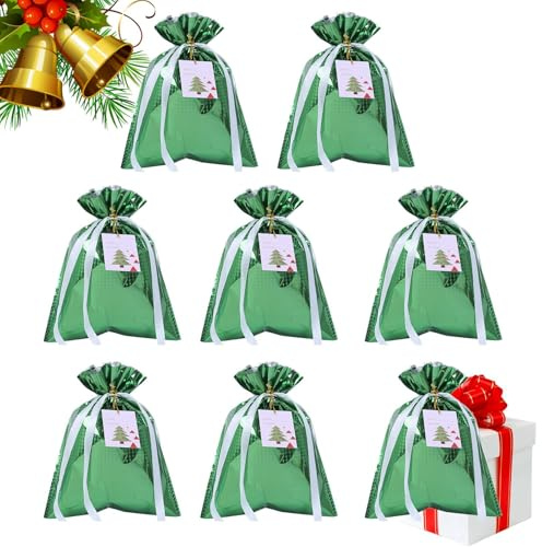 Geschenkbeutel Für Weihnachten - 8-teilige Weihnachtsgeschenkbeutel mit Zugband - Festtagszubehör Wohnaccessoires Für Groß Und Klein Baumdekoration Festtage Klassenzimmer