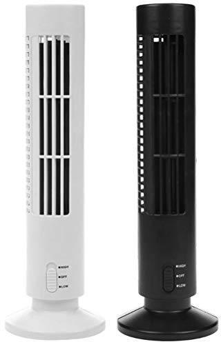 Luqeeg Tragbarer Luftkühler, Klappelloser Lüfter, Tower -Lüfter, USB -Desktop Mini Kühllüfter mit 2 Geschwindigkeiten Einstellbares Luftvolumen, Dichtes Sicherheitsnetz für Zuhause, Büro (BLACK)