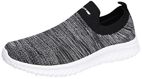Breeze skor, herr, sport herrskor, nättyg, löparskor, ventilerande sportskor utan snörning, tennisskor, promenadskor, bekväma barfotaskor, mjuka sulor, vandringsskor, joggingskor 1, GRÅ, 42 EU