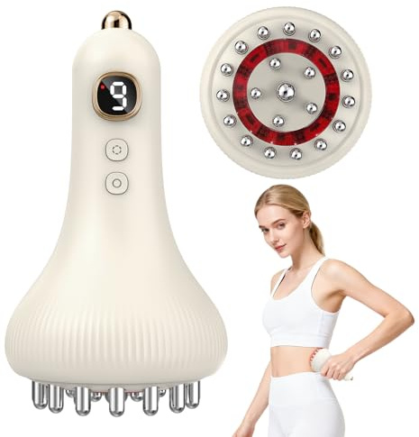 Massaggiatore AntiCellulite Elettrico, 9 Livelli EMS-Microcorrente & Vibrazione & Calore Raggi Infraross, Portatile Senza Fili per Modellare Corpo, Gambe Braccia e Ridurre il Dolore Muscolare