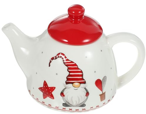 Alipis Bollitore Ceramica per Uso Domestico Teiera Decorativa Tema Natalizio da Tè in Ceramica Maniglia Laterale Unica per Acqua e Feste di Natale