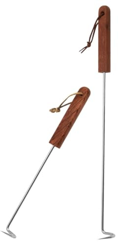 COLLBATH Ganci per Carne in Acciaio Resistente con Impugnatura in Legno Set 2 Pezzi per Barbecue e Grigliate Professionali per Macelli e Cucina da Casa