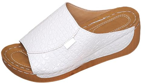 Generisch Women Casual Comfortable Open Toe Platform Sandals for Spring, Summer and Autumn, White, 9.5 UK