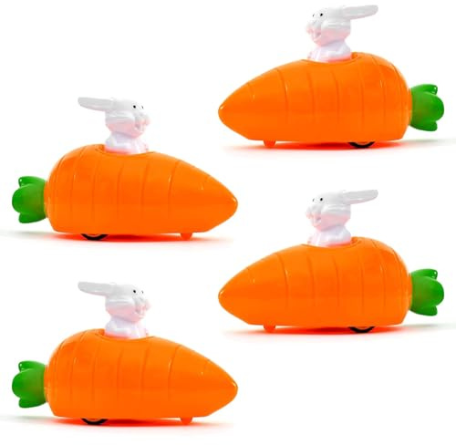 YUZHEDM 4 Stück Osterhase Plüschtier Aufziehbare Hasen mit Karotte im Set Osterhasen Als Mitbringsel Mitgebsel Gastgeschenke Fahrende Perfekt Als Ostergeschenk an Ostern für Kinder Ideal