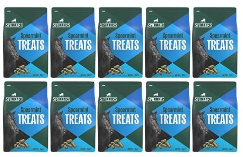 SPILLERS Spearmint Pferdeleckerlis 1 kg x 10 – Leckeres Leckerli zur Belohnung von Pferden und Ponys – Pferdeleckerli mit Spearminzgeschmack