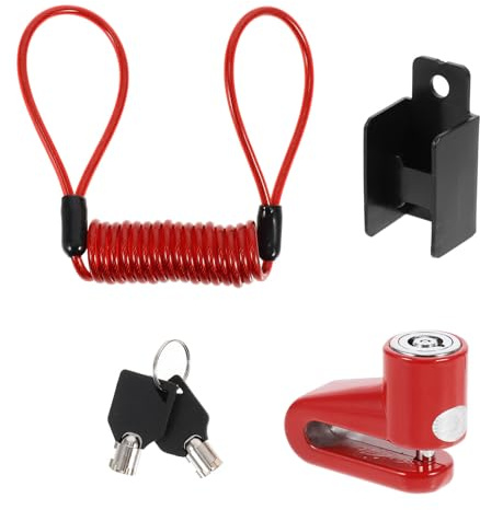 Artibetter Candado para Freno de Disco de Bicicleta con Cable Recordatorio Antirrobo Resistente de PVC y Acero Adecuado para Motocicletas y Vehículos en Estacionamiento