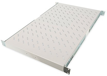 DIGITUS Fachboden zum Festeinbau – Variable Tiefe – 19-Zoll 1HE – Grau | Ab 1000 mm Schranktiefe – Traglast 100 kg – Für Netzwerk- und Serverschränke