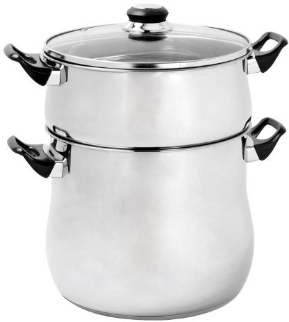 Crealys 504940, Pentola per couscous con manici in bakelite, 12 L, diametro: 24 cm, colore: Nero