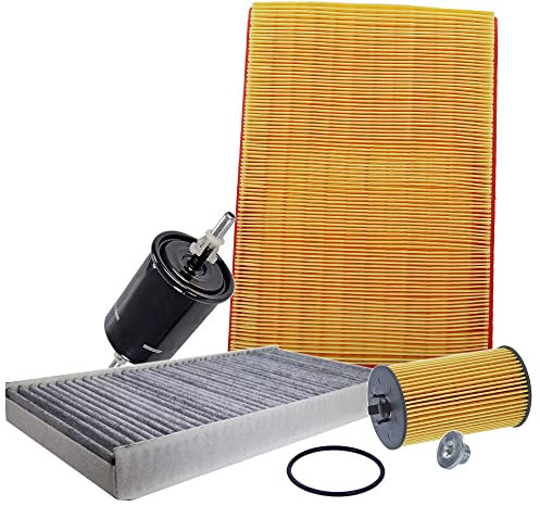 BESTPRICE Inspektionspaket Filterset mit 1x Ölfilter, 1x Luftfilter, 1x Innenraumfilter, 1x Kraftstofffilter, 1x Ölablassschraube, Kompatibel mit OPEL COMBO, CORSA C (X01) TIGRA TwinTop (X04)