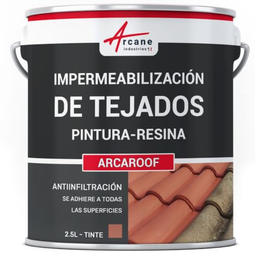 Étanchéité Toiture, Peinture Résine d'Étanchéité - ARCAFILM 2.5 L Tuile | Résine d'Étanchéité Souple, Toitures en Pente, Terrasses, Tuile, Béton, Zinc, Bois, Résiste aux Uv - Arcane Industries