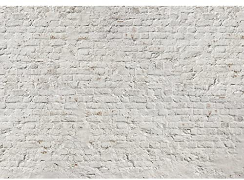 Runa Art Papel tapiz fotográfico 396 x 280 cm efecto 3D pared de ladrillo | Lana Decoración De Pared Sala Cuarto | Fabricación alemana | blanco 9020012a