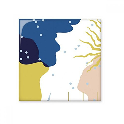 DIYthinker Azul abstracto en blanco Plantas de arte brillante baldosa cerámica de baño Cocina muro de piedra decoración artesanal de regalo