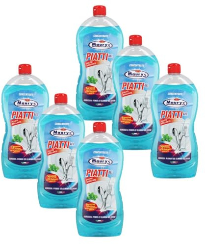 MAURY'S SET 6 CONFEZIONI DI RICARICA SAPONE PIATTI CONFEZIONE DA 1 LITRO