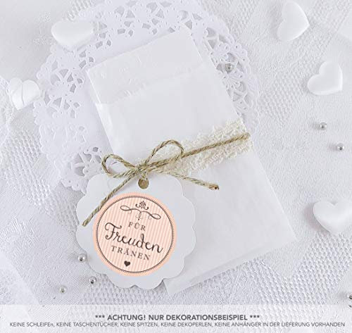 SET GROß: 48 Freudentränen Sticker + 48 Pergamintütchen - 63 x 93 mm für Freudentränen Taschentuch Verpackungen • Aufkleber APRICOT RETRO VINTAGE • 4cm rund matt