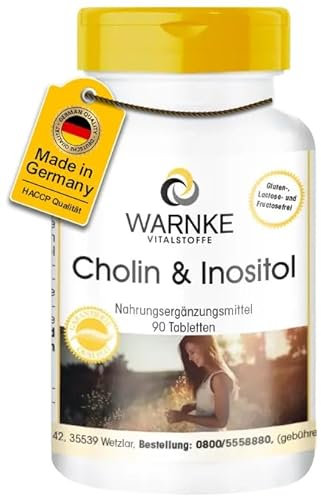 Cholin & Inositol - 90 Tabletten - hochdosiert & vegan - mit Cholinbitartrat | Warnke Vitalstoffe - Deutsche Apothekenqualität