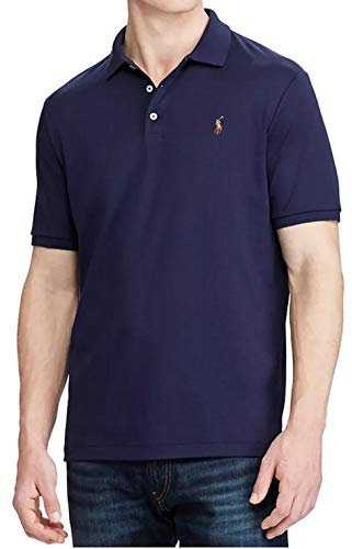 Polo Ralph Lauren Herren Poloshirt Classic Fit Interlock (Large, Navy Blue (Multi Color Pony))