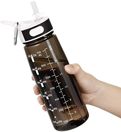 JIMACRO Botella de Agua Deportiva, 800 ML Water Bottle con Pajita y Asa, Botella Gimnasio con Botella Agua Marcador Tiempo para Recordar la Hora de Beber sin BPA,ideal para Gimnasio, Oficina