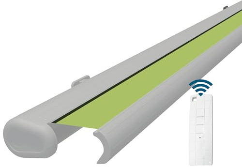 Eclipse Vollkassettenmarkise weiß elektrisch 3,5x3,0m Tuch: Apfel | Markise Balkon Garten Terrassenüberdachung Sonnenschutz Polyacryltuch UV-Schutz 50+ Smarthome-fähiger Dooya Motor