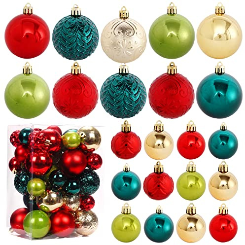 Christmas Tree Ornaments, 40pcs Christmas Ball Ornaments Set Shatterproof Christmas Tree Decorations for Xmas