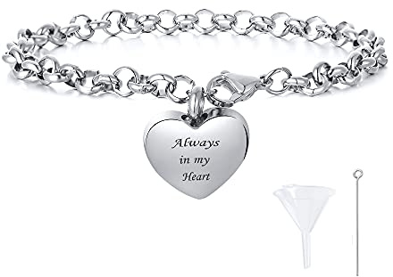 VNOX Cremation Jewelry for Ashes Cremation Bracelet for Ashes Personalized Message Urn Cuff Bangle Rope Bracelet for Men Women Pet Adult Ashes