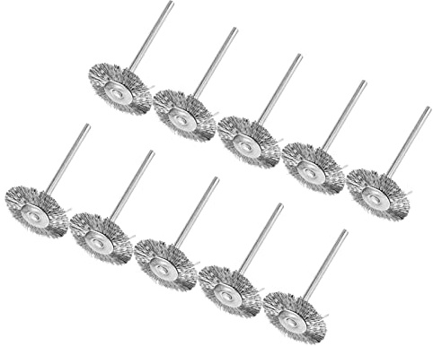 Spazzola per ruote in filo metallico, resistente all'usura, diametro del gambo di 2,35 mm, fili per trapano, spazzole a tazza, metallo ad alta durezza, 10 pezzi per fai da te(Tipo T)