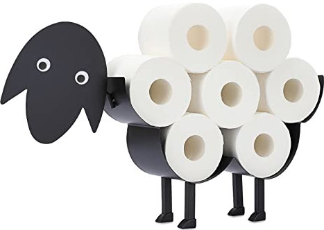 IGNPION Support de Rouleau de Papier Toilette Porte-Papier en métal Stockage de Papier en Forme de Mouton pour Salle de Bain (Noir)