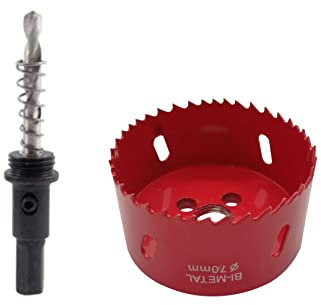 TUNEZ® Lochsäge M42 Bi-Metall Lochschneider Set mit Sechskant Dorn und Zentrierung Metallbohrer Lochsäge Kit für Holz Metall Gipskarton Eisenblech Rohr Kunststoff (70 MM)