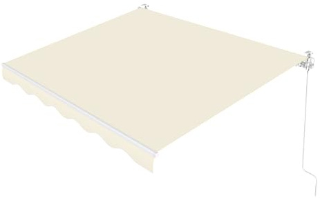 Paramondo Patio Awning Retractable Fully Assembled 8.2'x6.5', Manual Commercial Grade - Premium Quality 100% 280G Ployester Window Door Sunshade Shelter Deck Canopy Balcony, Beige