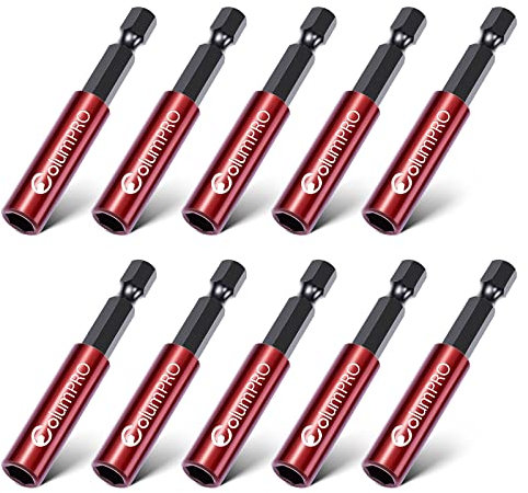 ColumPRO 10 STÜCKE 60MM magnetischer Bit-Halter für Schlagschrauber, 1/4 Zoll Sechskantschaft S2 Stahl magnetische Schraubendreherverlängerung, gerade ohne Biegen der Bohrerverlängerung