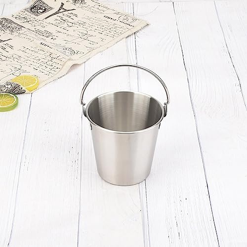Cubo de hielo, pequeño cubo de hielo portátil de acero inoxidable, mini cubo de hielo portátil con asas, cubo de aperitivos, 700 ml