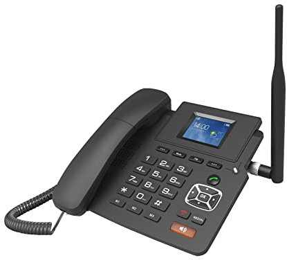 Karlak P03-4G Teléfono inalámbrico de Escritorio Soporte para teléfono 4G VOIP 2 Cuentas SIP Tarjeta SIM con Antena Pantalla LCD Respuesta automática para conferencias de la Empresa en el hogar de la