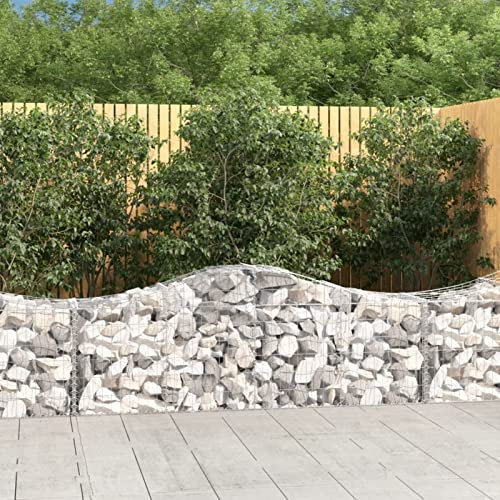 ARKEM Gabionen mit Hochbogen 2 STK. 200x50x60/80 cm Verzinktes Eisen Trapezform Verzinkter Stahl Hochteich