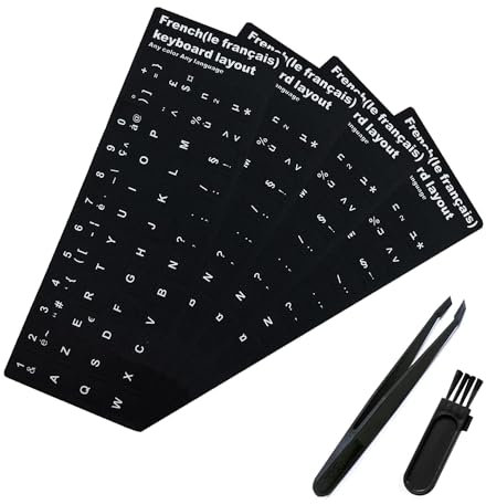 Autocollants Clavier, Autocollant Clavier en Français, Autocollants de Remplacement de Lettres de Clavier Français, pour avec n'importe Quel Clavier Standard, Ordinateur Portable, 6pcs