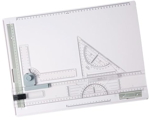 Perfeclan Tavolo da Disegno A3 Tavolo da Disegno Portatile Tavolo Scorrevole Righello Tavolo da Disegno metrico Gambe di Supporto Antiscivolo Angolo Regolabile
