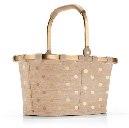 reisenthel carrybag XS Frame metallic dots Coffee – Kleiner Stabiler Korb im XS Format Kleiner Variante der Einkaufsikone praktische Innentasche – Elegantes, wasserabweisendes Design
