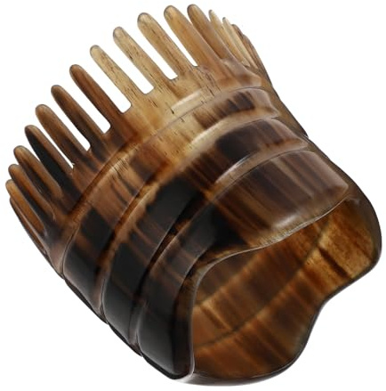 Horn Kopfhaut Massagekamm für Shampoo und Sanfte Haarpflege, Braun | Glatte Geschliffene Oberfläche, Abgerundete Kanten, Komfortable Anwendung, Tragbare Form
