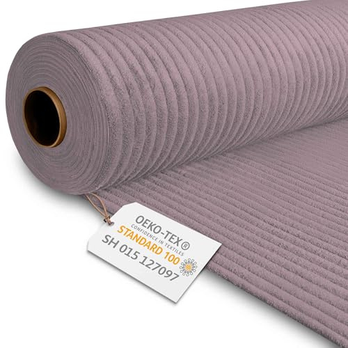 DreamRoots Cordstoff Meterware, Breitcord, Silver Pink, Laufmeter | Polsterstoff, Möbelstoff, 380 g/m², 140 cm breit, Stoff zum Beziehen, für Möbel & DIY, weich