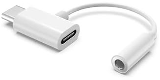 Adaptateur auxiliaire USB C et Chargement, Adaptateur 2 en 1 Prise USB C 3,5 mm et Chargeur pour Pad Pro2018/2020 Samsung Galaxy S23/S22 Ultra, Note 20/10, Pixel Huawei (1/Blanc)