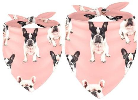 Hundehalstuch, Bulldogge, Dreieckstuch für kleine, mittelgroße und große Hunde und Katzen, Dreieckstuch, Dreieckstuch, Lätzchen, 2 Stück