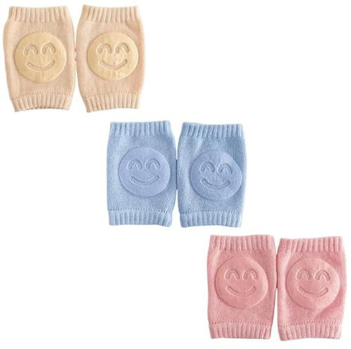 IOURVYA 3 Paar Knieschoner Baby Krabbeln Gummipunkte Anti-rutsch Baumwolle Baby Knieschoner Krabbelhilfe für Unisex Babys