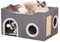 ERNAN Katzenhöhle,Katzenbetten,Katzenhaus, Faltbare Katzenbetthöhle mit Kratzbrett und Spielball, Faltbare Katzenbetthöhle zum Schlafen, Verstecken, Spielen & Kratzen (Grey, Medium)