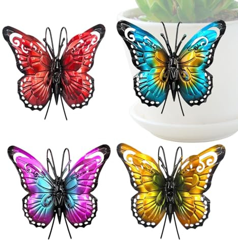 Cintres de pot de papillon, décoration de jardinière de papillon | 4 pièces décoration extérieure de jardin de maison,Pots de fleurs faciles à installer, décoration exquise pour terrasse, d'intérieur