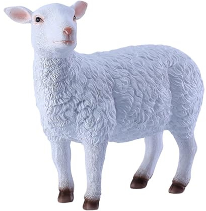 MFAOSHI Lamm Gartendeko Für Draußen, Bauernhof Kleine Schafe Figur, Harz Tier Statue Frostfest Wetterfest Wiese Sammlerstück Skulptur