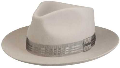 Stetson Fedora Haarfilz Ripsband Unisex Made in EU Sommer Winter Hellbeige 59 cm