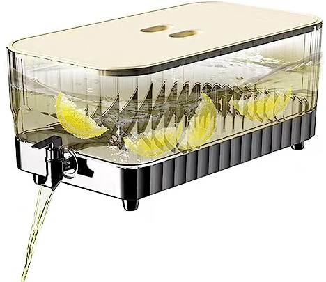 Dispensador de bebidas con grifo, dispensador de agua para nevera de 5,3 L, jarra de vidrio de boca ancha, dispensador de bebidas para nevera, jarra de agua, recipiente de bebidas