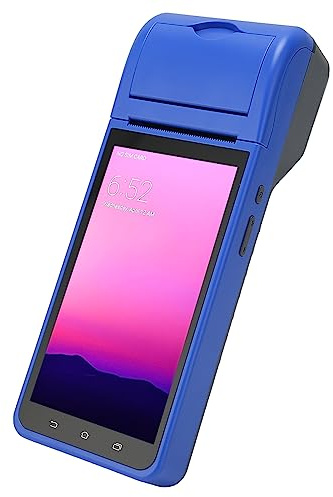 Sxhlseller Handheld-PDA-POS mit 5,5-Zoll-Touchscreen, POS-Belegdrucker 58-mm-Thermodrucker, 2 GB + 32 GB 4G LTE WiFi Mobiler POS-Belegdrucker für 1D-2D-QR-Barcode (EU-Stecker)