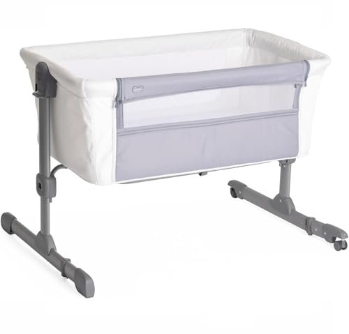 Chicco Next2Me Essential Culla Neonato Fianco Letto, Sostenibile, Compatibile con Diversi Letti, Altezza Regolabile,Inclinabile, Buona Circolazione dell'Aria, Materasso e Borsa inclusi, Bianco