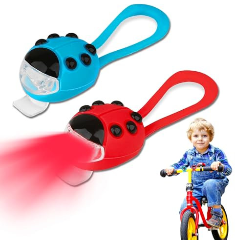 RoserRose 2 pezzi luce per scooter per bambini, luce per bambini, luce per bicicletta per bambini, luce LED di avvertimento con luce rossa e bianca, per scooter per bambini, bastone da trekking o